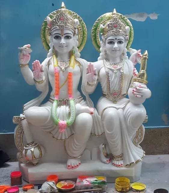 Vishnu Lakshmi Marble Statue